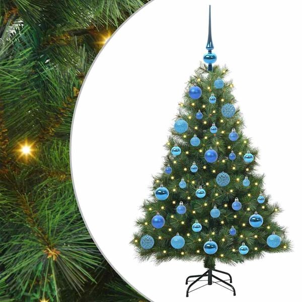 vidaXL Artificial Christmas Tree with 150 LEDs Green 120 cm PE and PVC
