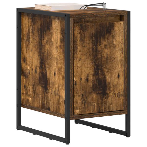 vidaXL Bedside Table Smoke Oak 39.5 x 30 x 50 cm Engineered Wood