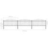 vidaXL Garden Fence with Spear Top Steel 537x75 cm Black