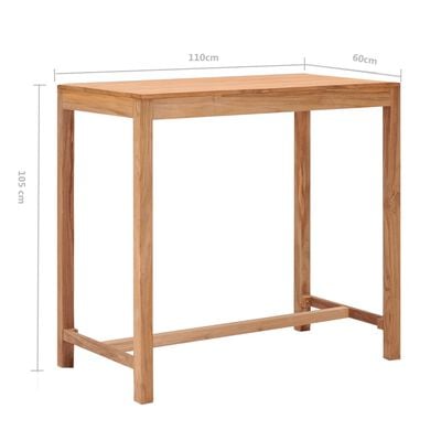 vidaXL Garden Bar Table 110x60x105 cm Solid Teak Wood