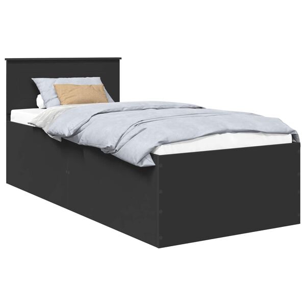 vidaXL Bed Frame with Headboard Black 120 x 200 cm Engineered Wood