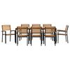 vidaXL Garden Dining Set 9 pcs Black Solid Acacia Wood