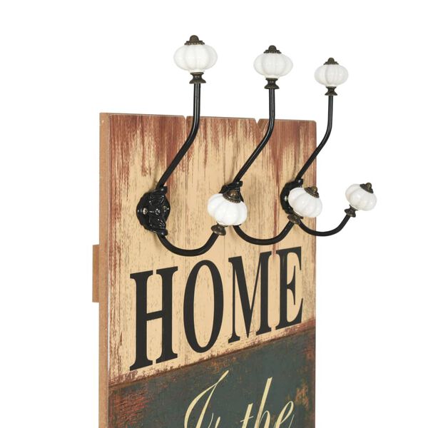 vidaXL Wall-mounted Coat Rack with 6 Hooks 120x40 cm HOME IS
