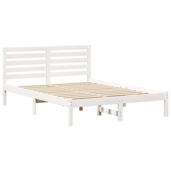 vidaXL Bed Frame with Headboard White 120 x 200 cm Solid Pine Wood