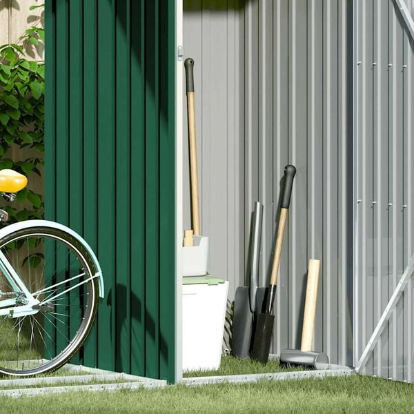 vidaXL Garden Firewood Shed Green 245x98x159 cm Galvanised Steel