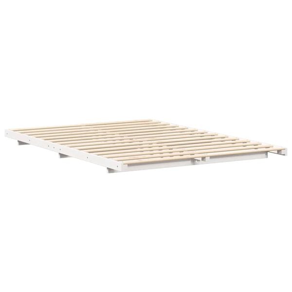 vidaXL Floor Bed Frame White 160 x 220 cm Solid pine wood