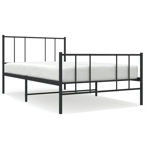 vidaXL Metal Bed Frame without Mattress with Footboard Black 75x190cm