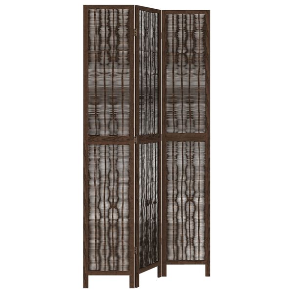 vidaXL Room Divider 3 Panels Dark Brown Solid Wood Paulownia