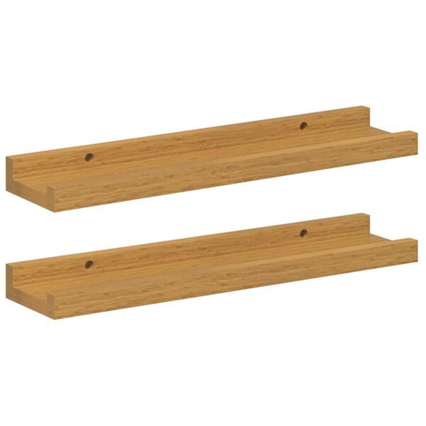 vidaXL Wall Shelf with Shelf 2 pcs Beige 40 x 9 x 3 cm Engineered Wood