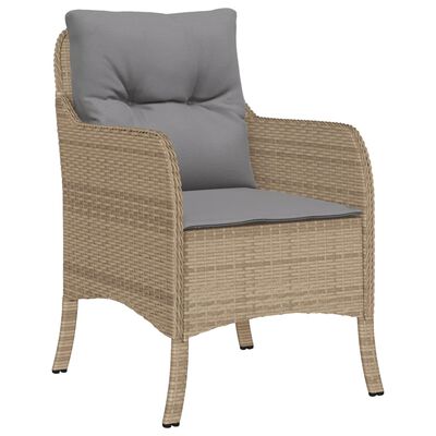 vidaXL Garden Chairs with Cushions 2 pcs Mix Beige Poly Rattan