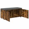 vidaXL Hall Bench with Cushion with Door Smoked Oak 100 x 38 x 46 cm