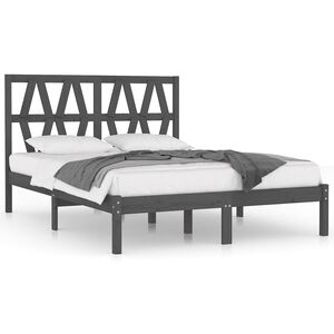 vidaXL Bed Frame without Mattress Grey Solid Wood 200x200 cm (810039+818642)