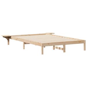 vidaXL Bed Frame with Side Tables Natural 160 x 220 cm Solid Pine Wood