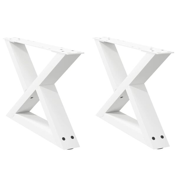 vidaXL Coffee Table Legs 2 pcs White 50x(30-31.3) cm Steel