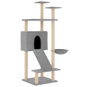 vidaXL Cat Tree with Sisal Scratching Posts Light Grey 153 cm