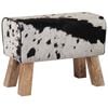 vidaXL Bench 60 x 30 x 45 cm Real Leather Black and White