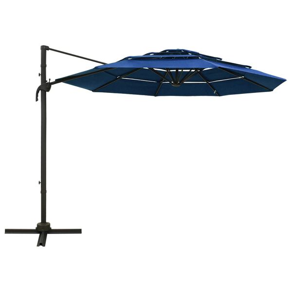 vidaXL 4-Tier Garden Parasol with Aluminium Pole Azure Blue 3x3 m