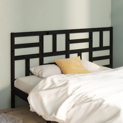 vidaXL Bed Headboard Black 206x4x104 cm Solid Wood Pine