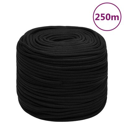 vidaXL Work Rope Black 8 mm 250 m Polyester