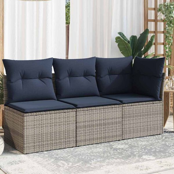 vidaXL Garden Sofa with Cushion 8 pcs Grey and beige Poly rattan