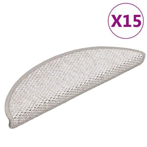 vidaXL Stair Mats Self-adhesive Sisal-Look 15 pcs 56x17x3 cm Platina