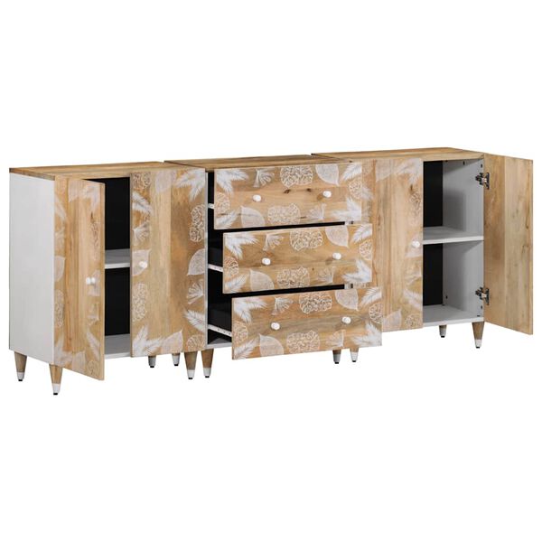 vidaXL Sideboards 3 pcs 60x33.5x75 cm Solid Wood Mango