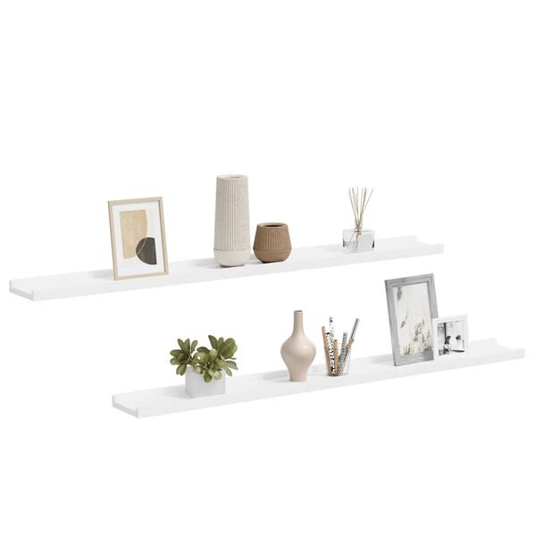 vidaXL Wall Shelves 2 pcs White 100x9x3 cm