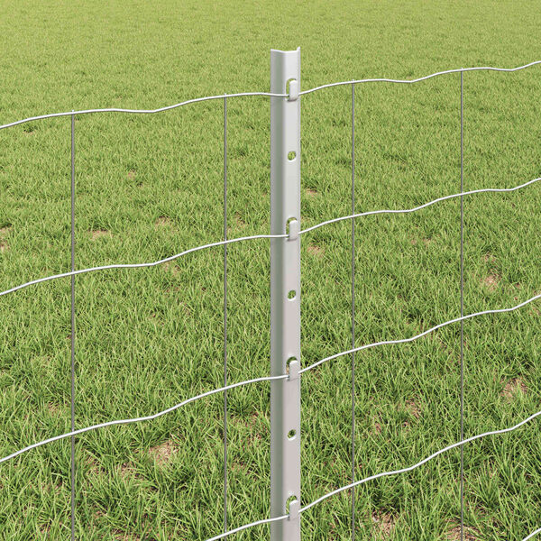 vidaXL Fence with Post Silver 0.6 x 25 m Steel