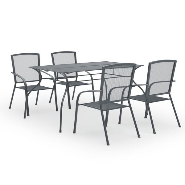 vidaXL 5 Piece Garden Dining Set Steel Anthracite