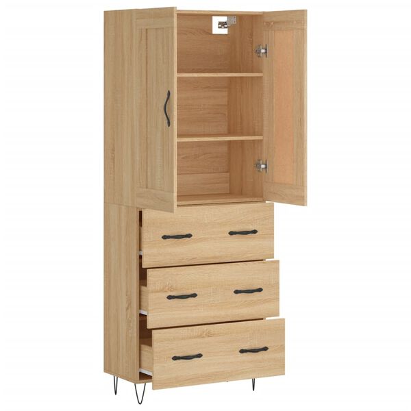 vidaXL Highboard Sonoma Oak 69.5x34x180 cm Engineered Wood