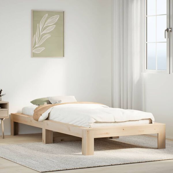 vidaXL Bed Frame without Mattress 75x190 cm Small Single Solid Wood Pine