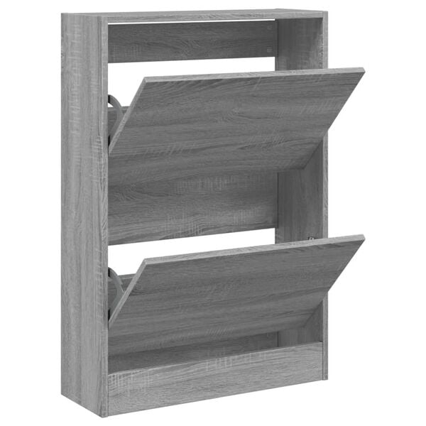 vidaXL Shoe Cabinet Grey Sonoma 60x21x87.5 cm Engineered Wood