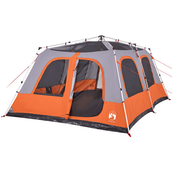 vidaXL Family Tent Dome 10-Person Grey and Orange Quick Release