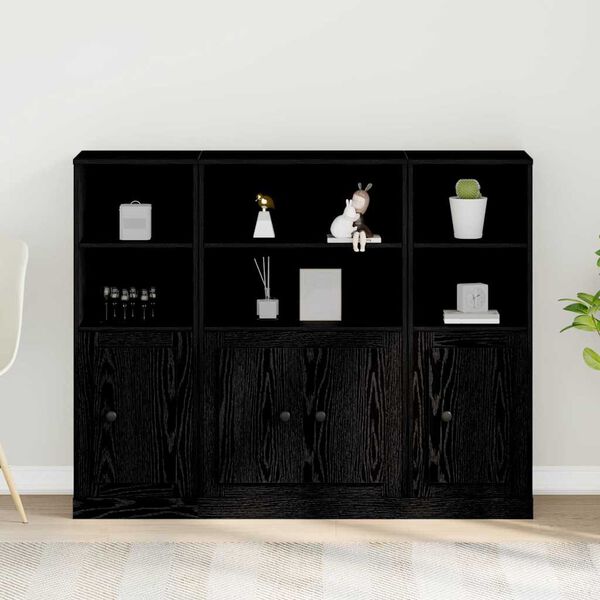 vidaXL Highboard Black Oak 132 x 35.5 x 103.5 cm Engineered Wood