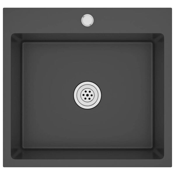 vidaXL Handmade Kitchen Sink Black Stainless Steel