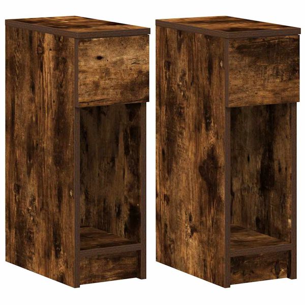 vidaXL Bedside Cabinets with Drawer 2 pcs Smoked Oak 20x36x60 cm
