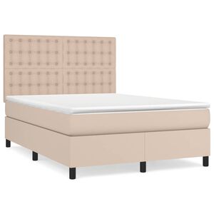 vidaXL Box Spring Bed with Mattress Cappuccino 140x200 cm Faux Leather