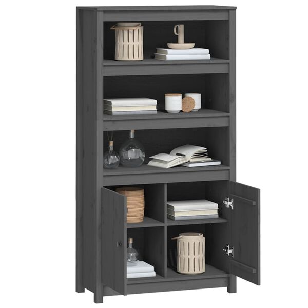 vidaXL Highboard Grey 80x35x154 cm Solid Wood Pine