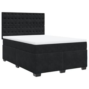 vidaXL Box Spring Bed with Mattress Black 140x190 cm Velvet