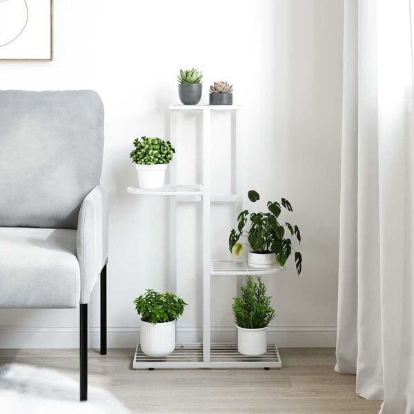 vidaXL 4-Floor Flower Stand 43x22x76 cm White Metal