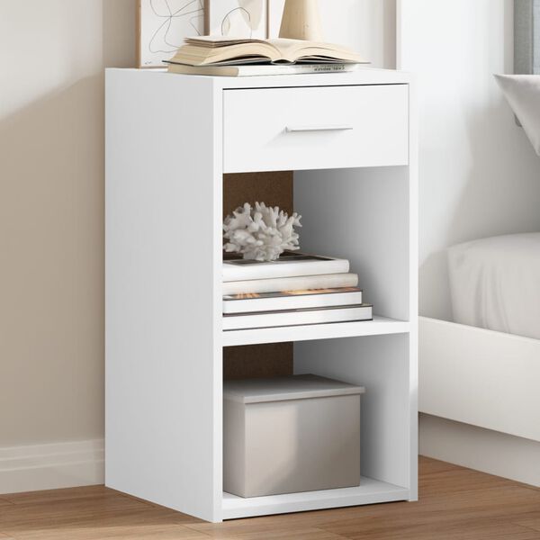 vidaXL Bedside Cabinet White 35x34x65 cm Engineered Wood