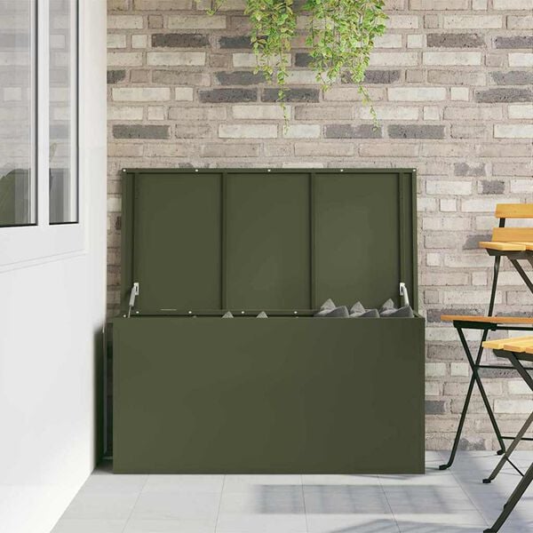 vidaXL Outdoor Storage Box Olive Green 100 x 50.5 x 50 cm Steel