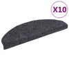 vidaXL Stair Mats Self-adhesive 10 pcs 65x21x4 cm Dark Grey Half Round Large