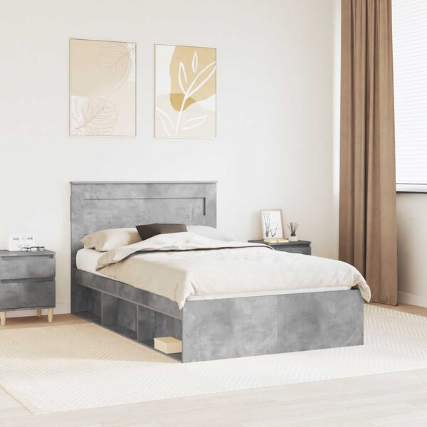 vidaXL Bed Frame Concerte Grey 135 x 190 cm Solid Pine Wood