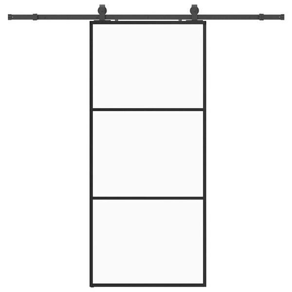 vidaXL Sliding Door with Hardware Set Black 90x205 cm ESG Glass
