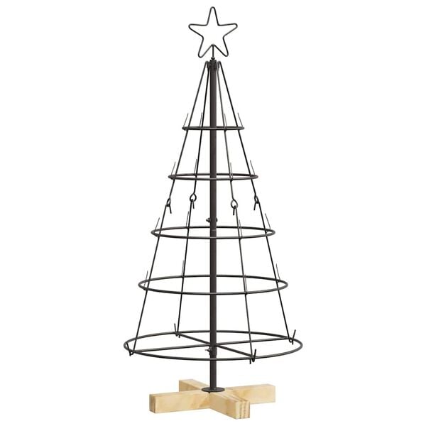 vidaXL Christmas Cone Tree with Stand Black 90 cm Steel