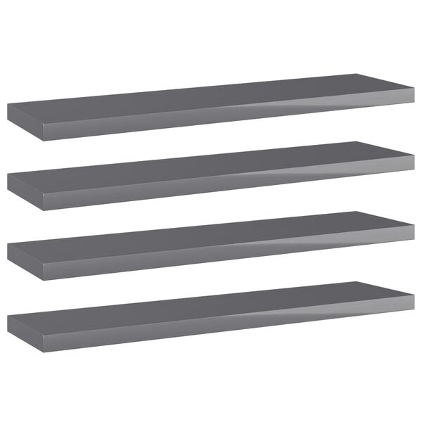 vidaXL Bookshelf Boards 4 pcs High Gloss Grey 40x10x1.5 cm Engineered Wood