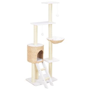 vidaXL Cat Tree | Natural | Seagrass, Soft plush, Sisal rope | Large | Cat Tree