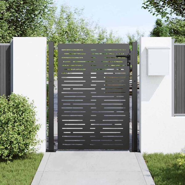 vidaXL Garden Gate with Lock Black 85 x 130 cm Powder-Coated Steel
