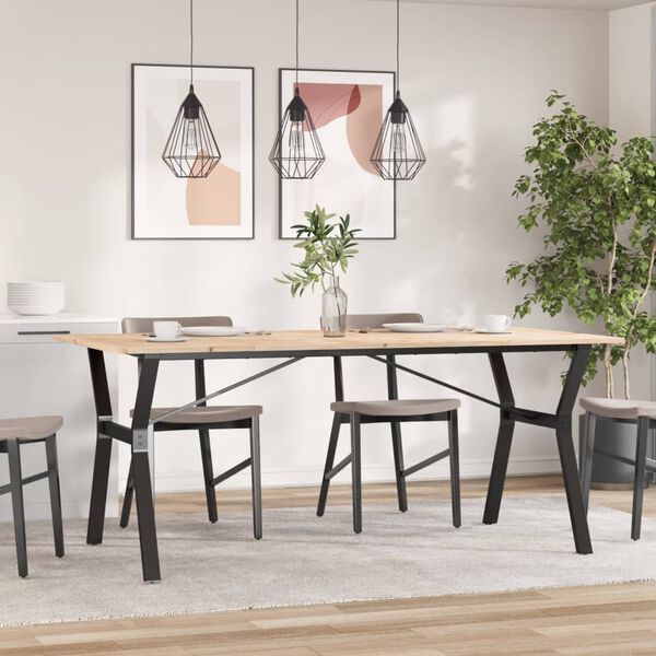 vidaXL Dining Table Y-Frame 180x90x75 cm Solid Wood Pine and Steel